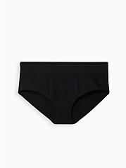 Plus Size Seamless Ribbed Mid-Rise Hipster Panty, RICH BLACK, hi-res