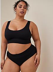 Plus Size Seamless Hipster Panty - Ribbed Black, RICH BLACK, hi-res