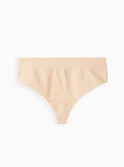 Plus Size True Tone Seamless Thong Panty - Ribbed Sand, SAND, hi-res