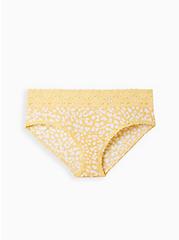 Plus Size Wide Lace XO Back Hipster Panty - Microfiber Leopard Yellow, REAL DEAL LEO, hi-res