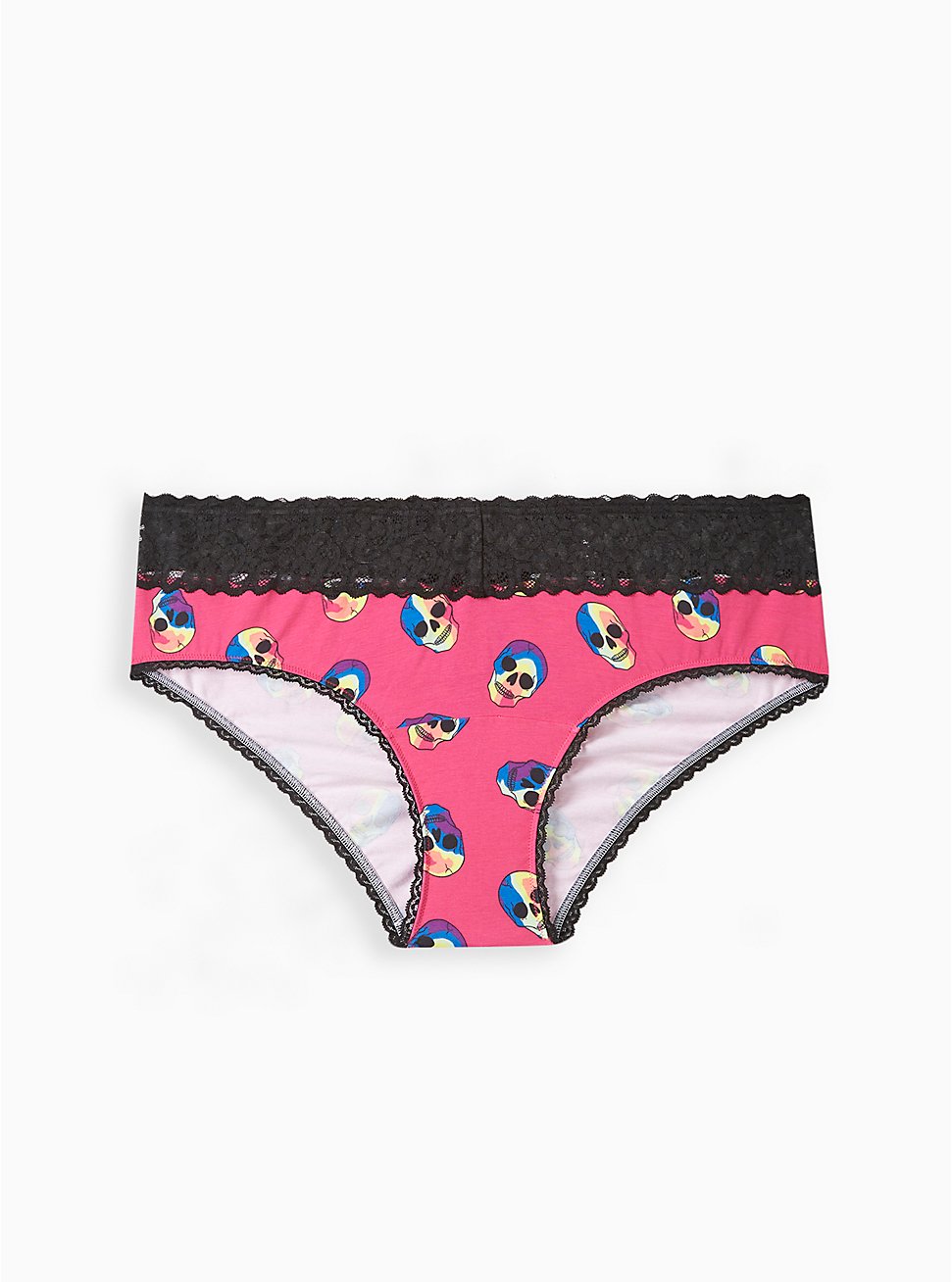 Cotton Mid-Rise Hipster Keyhole Panty, RAINBOW SKULL, hi-res