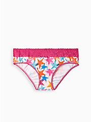 Plus Size Cotton Mid-Rise Hipster Keyhole Panty, FLO PINK STAR, hi-res