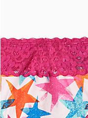 Plus Size Wide Lace Trim Keyhole Hipster Panty - Cotton Stars Pink, FLO STARS: PINK, alternate
