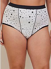 Plus Size High Waist Brief Boxer Panty - Cotton Stars White, , alternate