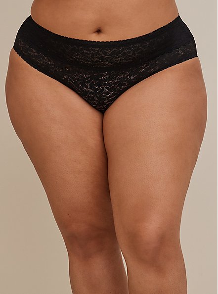 4-Way Stretch Lace Mid-Rise Hipster Panty, RICH BLACK, alternate