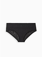 4-Way Stretch Lace Mid-Rise Hipster Panty, RICH BLACK, hi-res