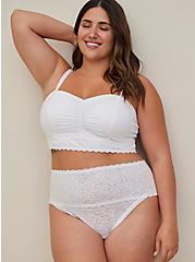 Plus Size Thong Panty - 4-Way Stretch Lace White , CLOUD DANCER, hi-res