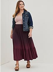 Tiered Maxi Skirt - Signature Jersey Dip Dye Purple, DIP DYE, hi-res