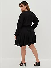 Plus Size Tiered Mini Skirt - Crinkle Gauze Black, DEEP BLACK, alternate