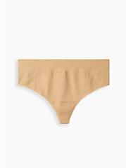 Plus Size True Tone High Rise Seamless Thong Panty - Ribbed Warm Sand, WARM SAND, hi-res