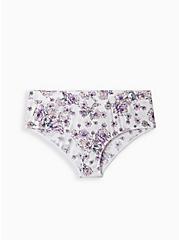Microfiber Mid-Rise Cheeky Panty, WATERCOLOR EXPLOSION FLORAL BRIGHT WHITE, hi-res