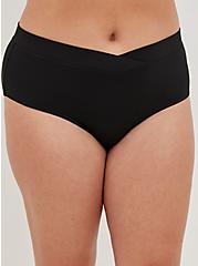 Plus Size V-Front Cheeky Panty - Microfiber Black, RICH BLACK, alternate