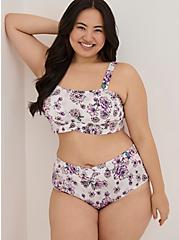 Plus Size Cheeky Panty - Microfiber Floral Lilac & White, , hi-res