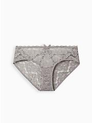 Plus Size Cage Back Hipster Panty - Lace Silver, SILVER FILAGREE, hi-res