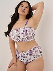Lightly Padded Bralette - Microfiber Floral Lilac & White, WATERCOLOR EXPLOSION FLORAL:BRIGHT WHITE, alternate