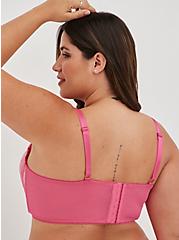 Plus Size Embroidered Longline Underwire Bralette - Mesh Pink, VIVA MAGENTA, alternate