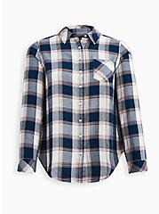 Button Down Shirt - Twill Plaid Blue & Pink , PLAID - BLUE, hi-res