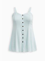 Plus Size Fit & Flare Cami - Textured Stretch Rayon Light Blue, LIGHT BLUE, hi-res