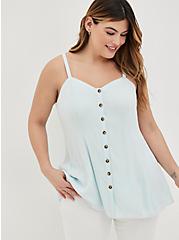 Plus Size Fit & Flare Cami - Textured Stretch Rayon Light Blue, LIGHT BLUE, hi-res