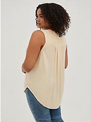 Plus Size Harper Button-Up Sleeveless Blouse - Gauze Sand, TAUPE, alternate