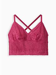 Cropped Triangle Bralette - Lace Fuchsia, BOYSENBERRY, hi-res