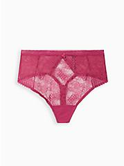 High Waist Thong Cutout Panty - Lace Fuchsia , BOYSENBERRY, hi-res