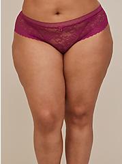 Plus Size Hipster Panty - Lace Fuchsia, BOYSENBERRY, alternate
