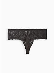 Plus Size High Waist Cut Out Thong Panty - Lace Black, RICH BLACK, hi-res