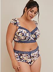 Plus Size Ruched Cheeky Panty - Floral, SUNSHINE FLORAL: NIGHTSHADOW, hi-res