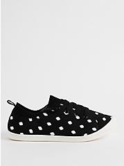 Plus Size Riley Sneaker - Canvas Polka Dot Black (WW), BLACK, alternate