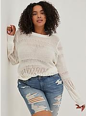 Plus Size Lightweight Pullover Sweater - Ivory, MARSHMALLOW, alternate