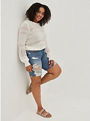 Plus Size Lightweight Pullover Sweater - Ivory, MARSHMALLOW, hi-res