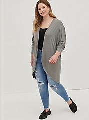 Plus Size Cocoon Kimono - Super Soft Grey, GRAY HTR, alternate