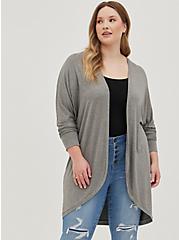 Plus Size Cocoon Kimono - Super Soft Grey, GRAY HTR, hi-res