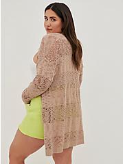 Relaxed Fit Textured Cardigan - Taupe, LIGHT TAUPE, alternate