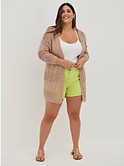Relaxed Fit Textured Cardigan - Taupe, LIGHT TAUPE, hi-res
