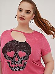 LoveSick Asymmetrical Cutout Tee - Cotton Skull Pink, PURPLE, alternate