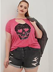 LoveSick Asymmetrical Cutout Tee - Cotton Skull Pink, PURPLE, hi-res