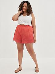 Embroidered Short - Mesh Coral, CORAL, alternate