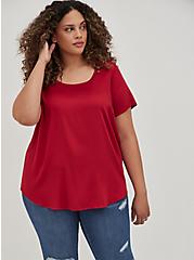 Abbey Blouse - Stretch Challis Red, RED, alternate