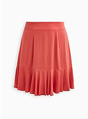High Waist Mini Skirt - Stretch Challis Coral, CORAL, hi-res