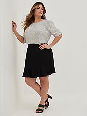 High Waist Mini Skirt - Stretch Challis Black, DEEP BLACK, hi-res