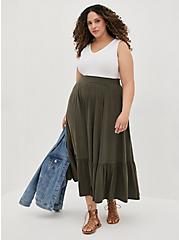 Plus Size Maxi Jersey Tiered Skirt, OLIVE, hi-res