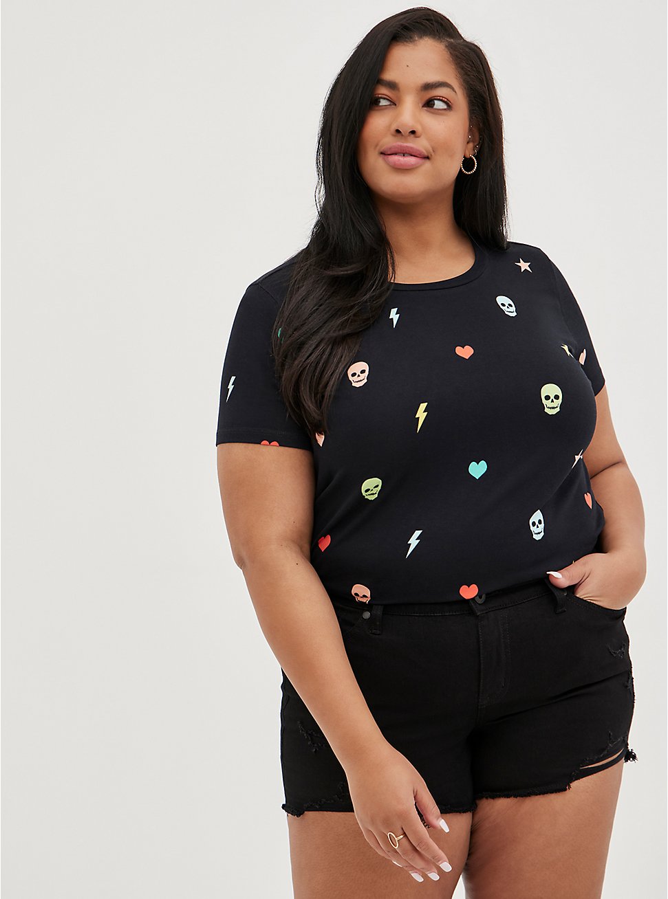Plus Size Perfect Tee - Super Soft Multi Charms Black, OTHER PRINTS, hi-res