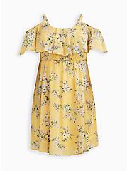 Cold Shoulder Midi Dress - Chiffon Floral Yellow, FLORAL - YELLOW, hi-res