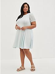 Plus Size Puff Sleeve Fit & Flare Dress - Super Soft Blue , SKY LIGHT, alternate