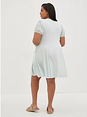 Plus Size Puff Sleeve Fit & Flare Dress - Super Soft Blue , SKY LIGHT, alternate