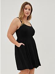 Plus Size Back Straps Skater Dress - Super Soft Black, DEEP BLACK, alternate