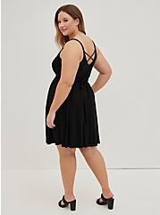 Plus Size Back Straps Skater Dress - Super Soft Black, DEEP BLACK, alternate