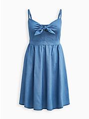Tie-Front Skater Dress - Chambray Blue, CHAMBRAY, hi-res